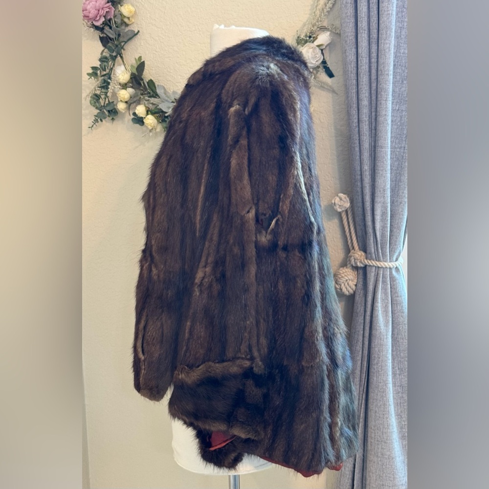 VINTAGE Dark Brown Mink Fur Coat FROM The 1950's - DAMAGED For Repurpose/Repair - Picture 6 of 15